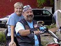 Ken and Dottie on his Harley